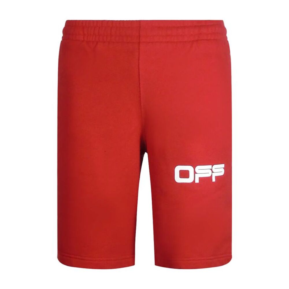 Off-White Mens Tape Sweat Shorts / Red